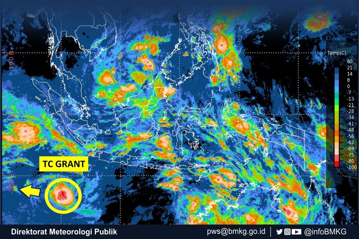 Waspada Cuaca Ekstrem! Bibit 93S Resmi Berkembang Jadi ‘Siklon Tropis Grant’, Posisi Mengancam Selatan Lampung