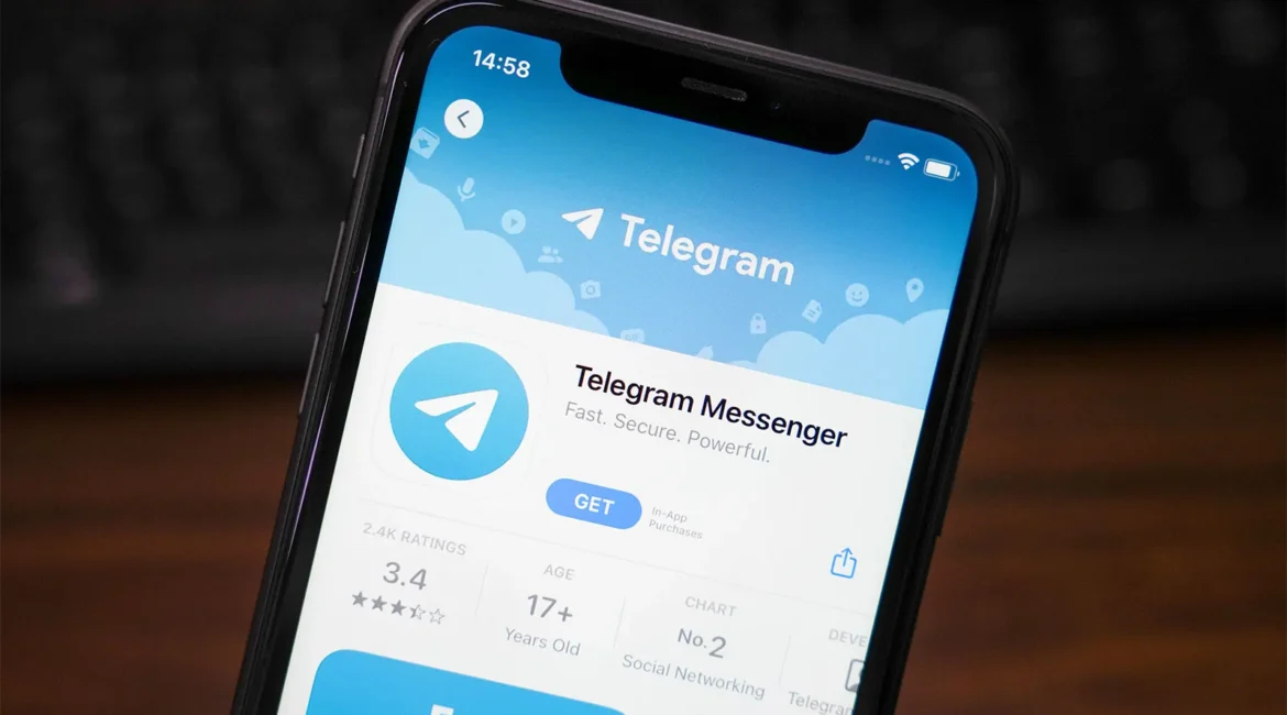 The-Telegram-messenger-app-is-displayed-in-the-App-Store-on-an-iPhone-Telegram-app-logo